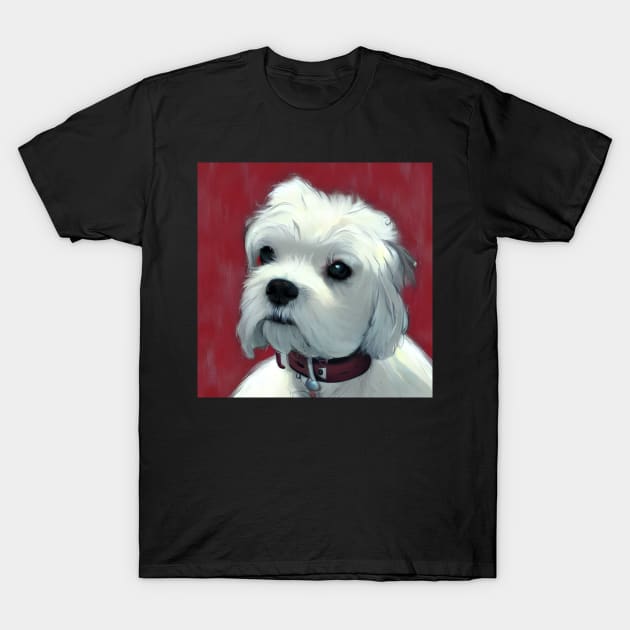 Cute Crusty White Dog Puppy T-Shirt by Mochabonk